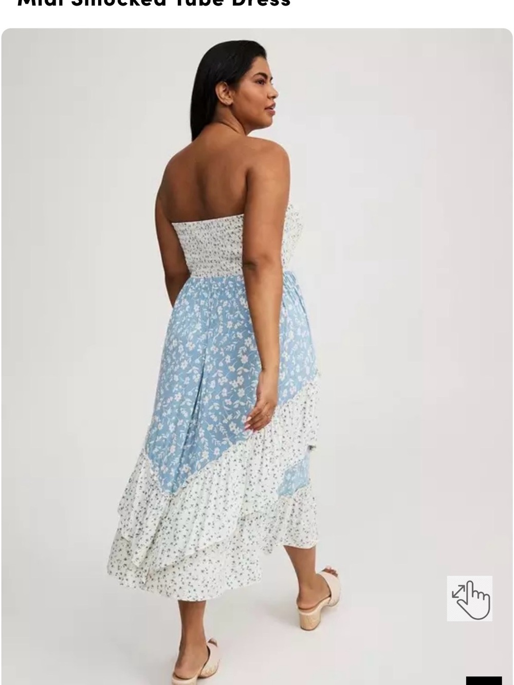 torrid NWT Blue & White Floral Smocked Tube Midi Dress - Picture 8 of 11